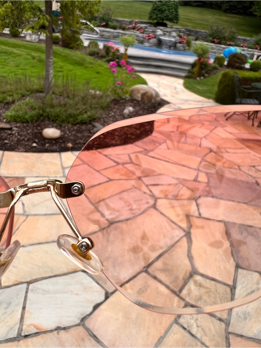 Pink Gradient Monogram Rimless Sunglasses - Picture 5 of 7